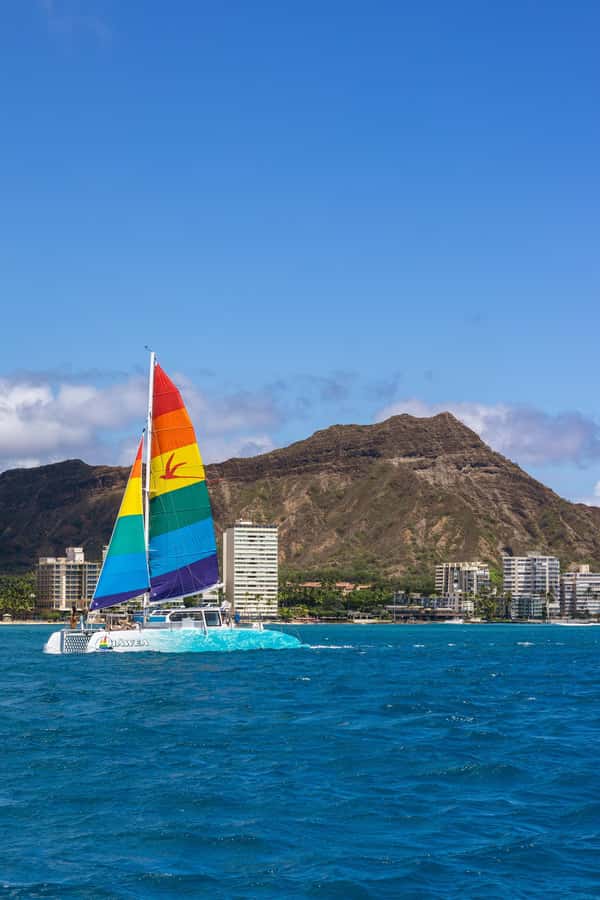 Board from Waikiki Beach for our Aloha Hour Sail - Waikiki Happy Hour, Actually Relaxing: What This Sail Feels Like
