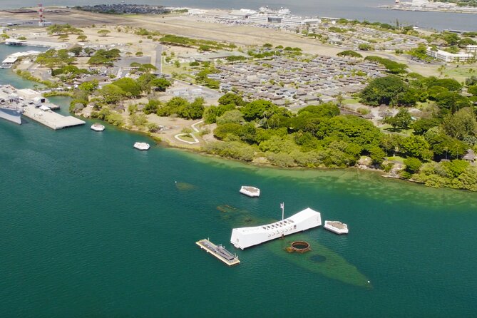 Complete Island Oahu Helicopter Tour - Pearl Harbor from the sky: USS Arizona and the memorial grounds