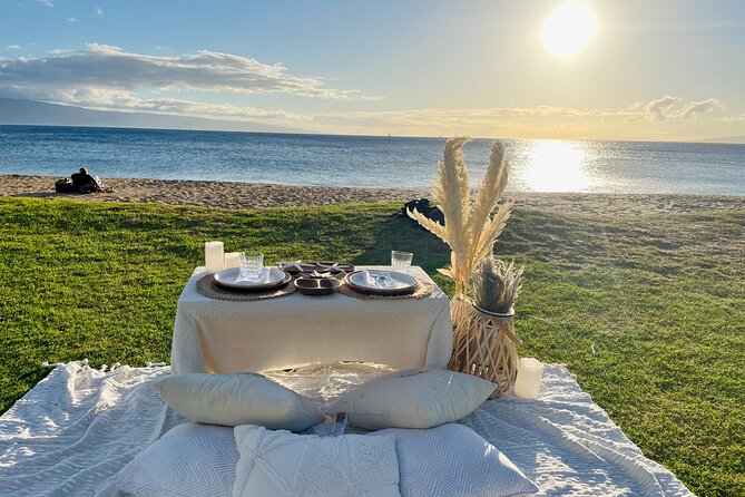 Hawaii Beach Picnic Date - Flowers, Custom Picnic Sign, and a Speaker