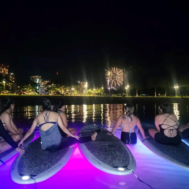 Honolulu: Fireworks Glow and Flow Yoga Class - Fireworks From the Water: The Best Seat in the House