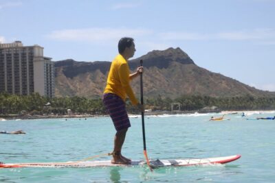 Private Group SUP Lessons by Waikiki Beachboys at the Royal - Paddling Out With Your Instructor Nearby (and Not Far Away)
