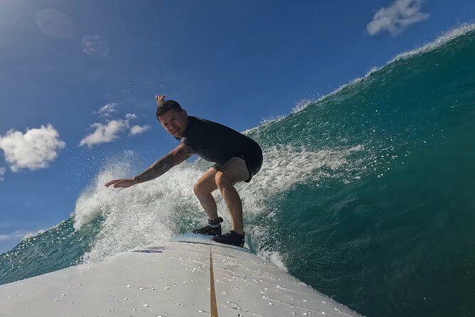 Surf Lessons get your Social Media video & photos you Surfing HI. - Gear Made for Comfort: Dry Suit Tops, Rash Guards, Reef Shoes