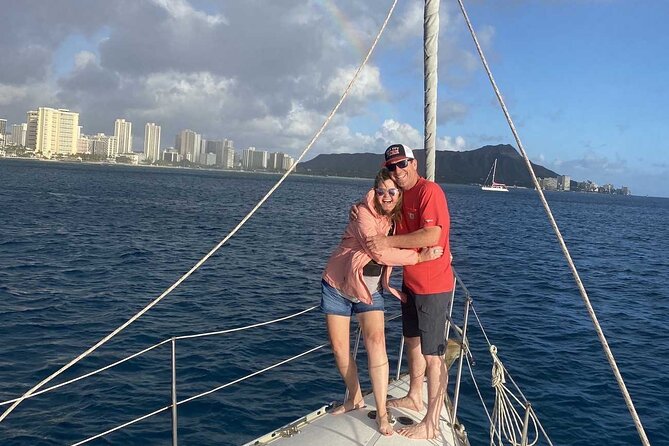Waikiki private Day Tour and Sunset sail for couples - Onboard comforts for couples: music, snacks, and the option to BYOB